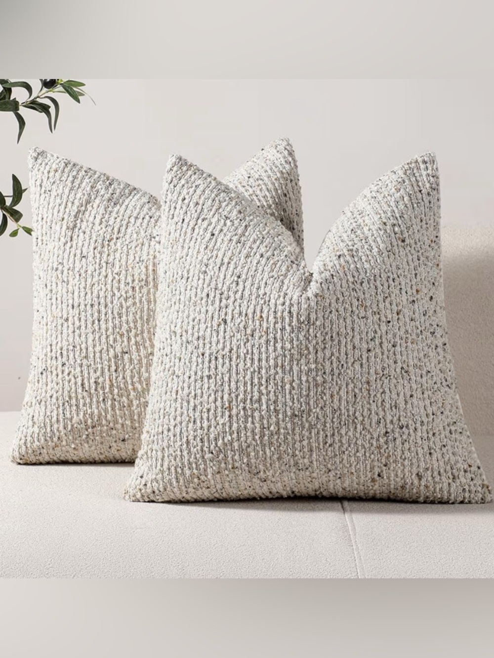 Throw Pillow Covers 18x18 Set of 2 Cream Grey